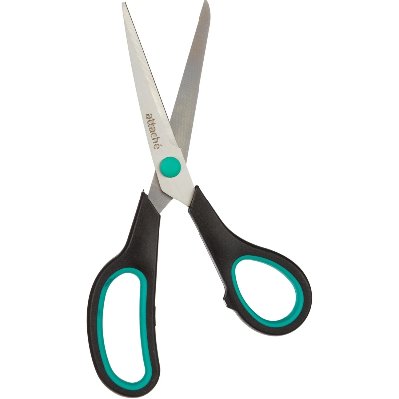 Ножницы Attache 195 мм с пласт.прорезин.ручками,цвет бирюзовый/черный