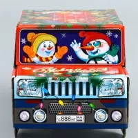 Подарочная коробка "Снеговик на джипе", 11,3 х 28,7 х 14 см