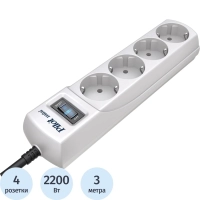 Сетевой фильтр PILOT Mini (4р/3м/10А/серый)