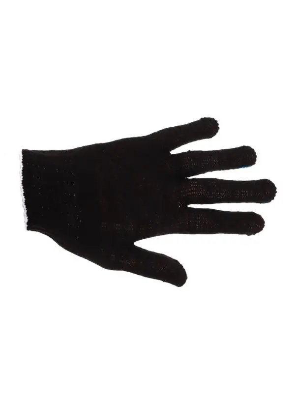 Перчатки садовые, хб, вязка 7 класс, 3 нити, размер 9, с ПВХ точками, чёрные Перчатки садовые, хб, вязка 7 класс, 3 нити, размер 9, с ПВХ точками, чёрные