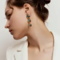 Серьги &laquo;Царские&raquo; кошачий глаз, светло-голубые в золоте