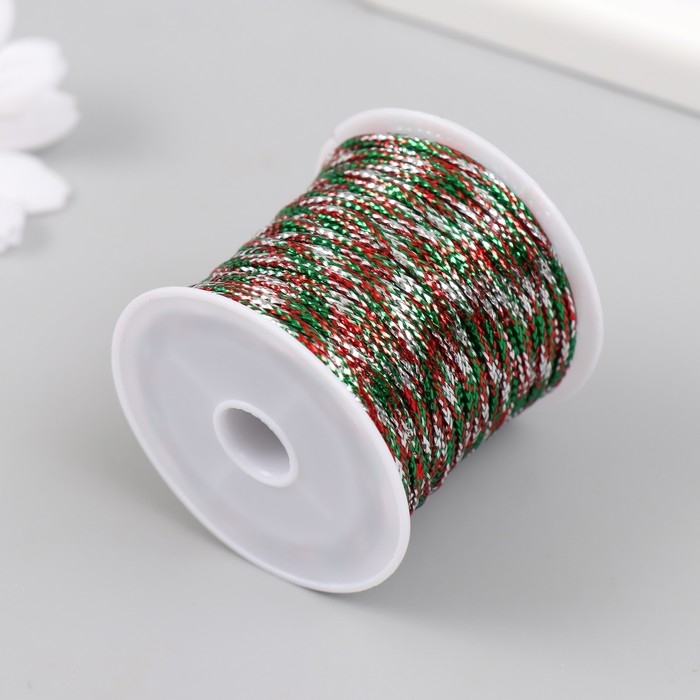 Сутажный шнур на бобине Сутажный шнур на бобине "Новогодний" намотка 15 м толщина 2 мм 4,3х4,7х4,7 см