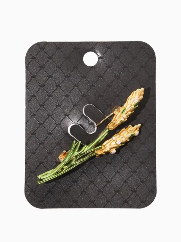 Брошь "Колосья", цвет жёлто-зелёный в золоте