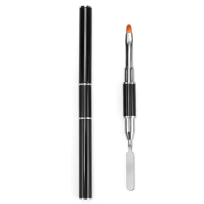 Кисть шпатель для акрил-геля, лепесток, 14 см, d=6&times;9 мм, чёрная