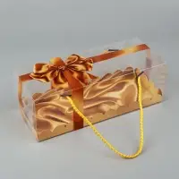 Коробка под зефир c ручками &laquo;Золотой бант&raquo;, 27&times;11&times;9.5 см, кондитерская упаковка
