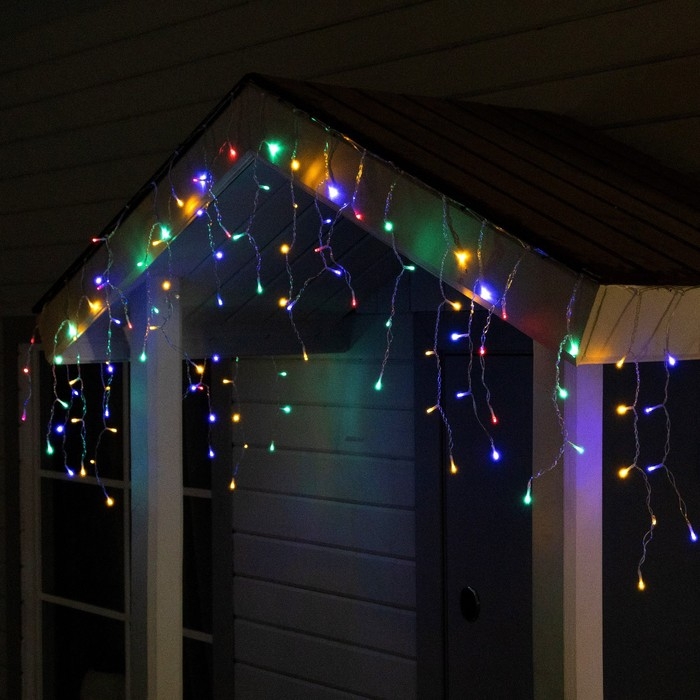 Гирлянда «Бахрома» 3 х 0.6 м, IP44, прозрачная нить, 114 LED, свечение мульти, 8 режимов, солнечная батарея Гирлянда «Бахрома» 3 х 0.6 м, IP44, прозрачная нить, 114 LED, свечение мульти, 8 режимов, солнечная батарея