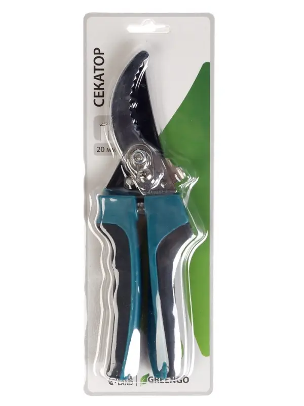 Секатор плоскостной, 9" (23 см), с пластиковыми ручками, Greengo