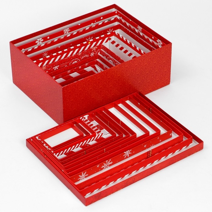 Набор коробок подарочных 15 в 1 «Почта», 12 х 7 х 4 см - 46,6 х 35,2 х 17.5 см, Новый год