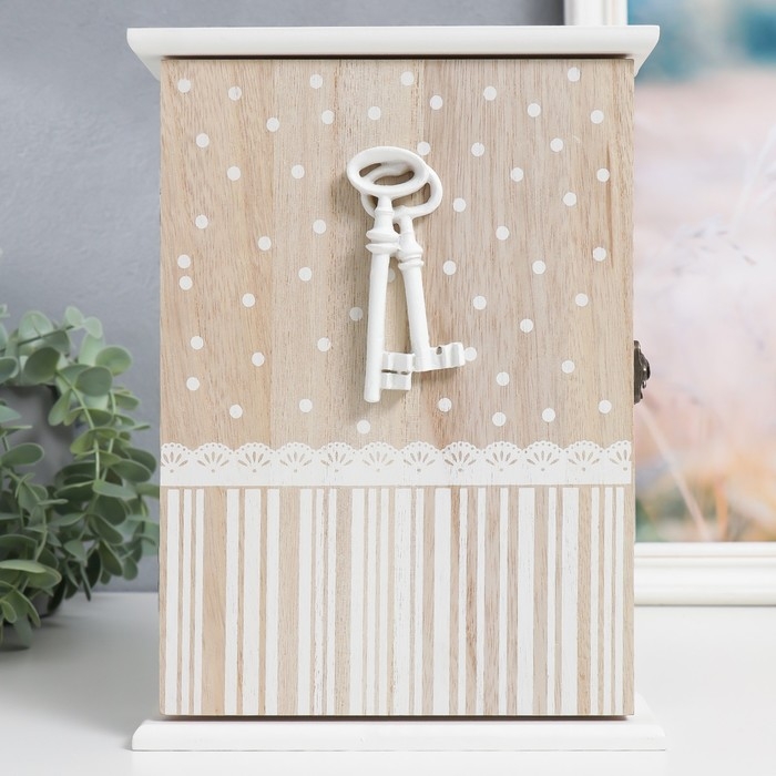 Ключница дерево 5 крючков Ключница дерево 5 крючков "Ключи и горошек" 26х19х6 см