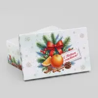 Набор подарочных новогодних коробок 10 в 1 &laquo;Мандариновое счастье&raquo;, 32.5&times;20&times;12.5 - 12&times;7&times;4 см