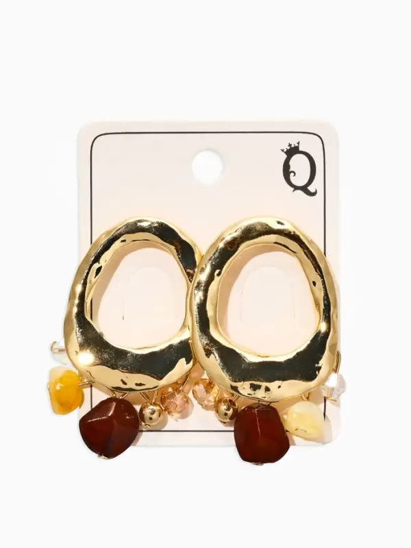 Серьги акрил "Стиль", галтовка, цвет коричневый в золоте