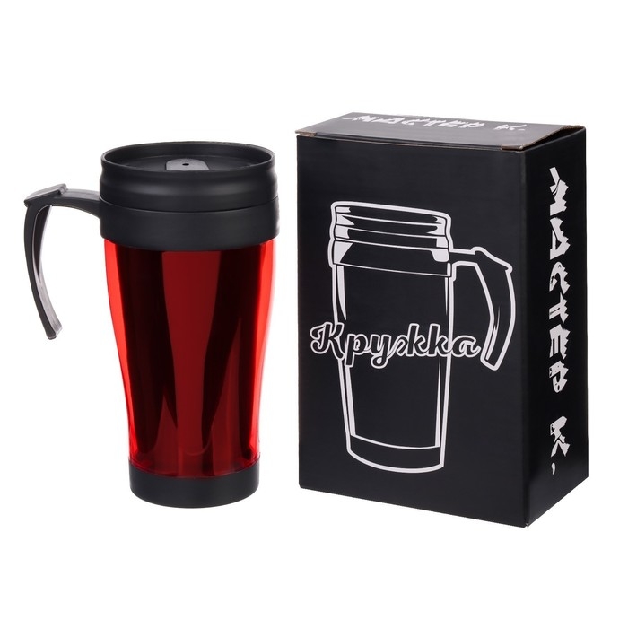 Термокружка, 400 мл, Комфорт Термокружка, 400 мл, Комфорт "Визави", 12 х 17 см, красная