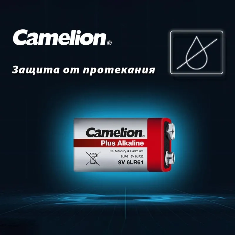 Батарейка Camelion 6LR61 Plus Alkaline 1шт/бл (6LR61-BP1, 9В) (1655)