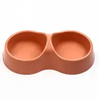 Миска двойная &laquo;Мур-мяу&raquo;, 200 мл, 22.5 см &times; 13 см &times; 6 см, цвет кирпичный