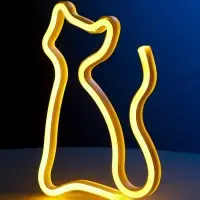 Неоновая вывеска &laquo;Кошка&raquo; 17.2x23.5 см, от батареек ААх3, USB, свечение тёплое белое