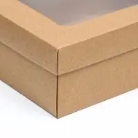Коробка подарочная складная, упаковка, крышка-дно, с окном, крафт, 24&times;17&times;8 см