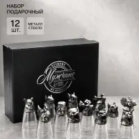 Подарочный набор стопок-перевертышей &laquo;Мужчине&raquo;, стекло, металл, 12 штук