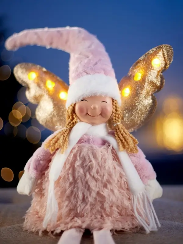 Светодиодная фигура &laquo;Кукла в розовом&raquo; 70 см, текстиль, 6 LED, от батареек AG10&times;3, свечение тёплое белое