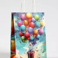 Пакет подарочный крафт «Воздушные шарики», 18×8×25 см