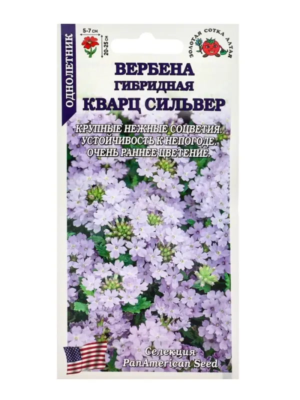 Семена цветов Вербена "Кварц Сильвер",  5 шт