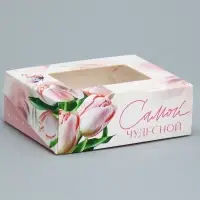 Кондитерская упаковка, коробка с ламинацией &laquo;Тюльпаны&raquo;, 10&times;8&times;3.5 см