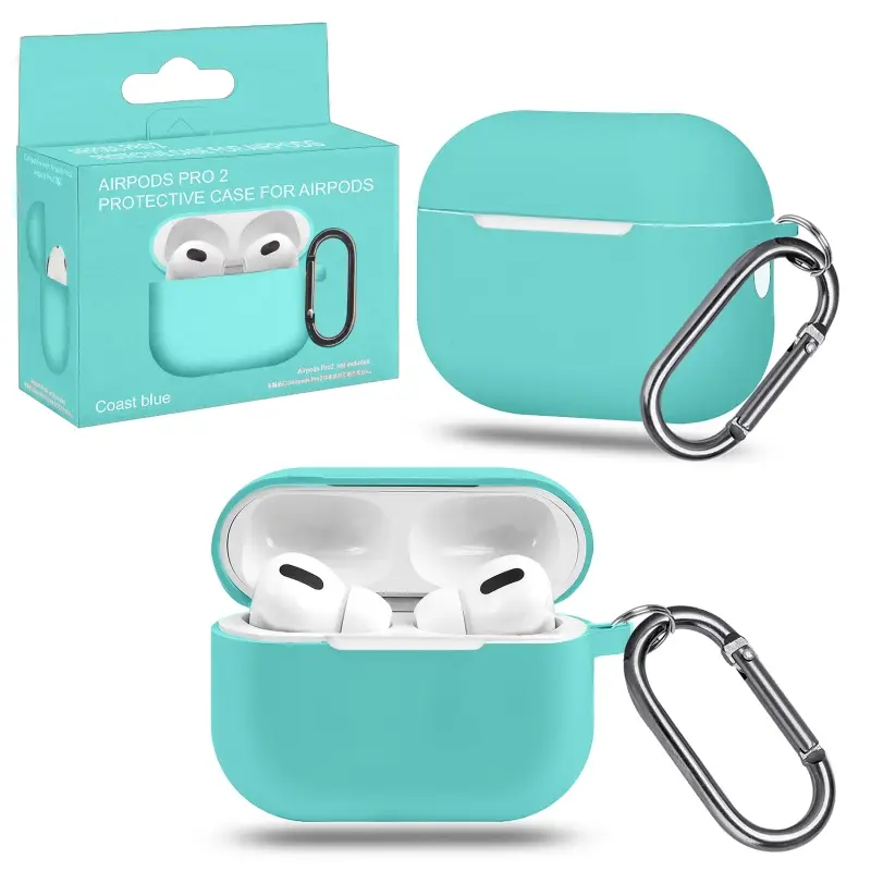 Чехол для AirPods Pro 2 с карабином №17 Coast Blue (только для версии Lightning)