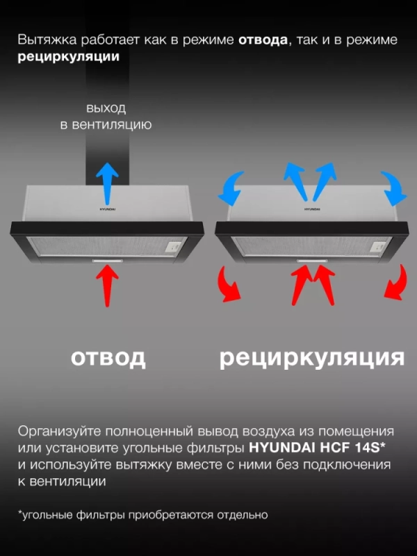 Вытяжка встраиваемая HBH 6230 BK черный