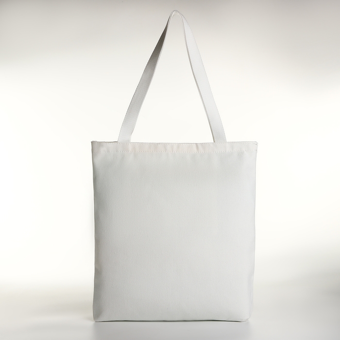 Шопер на молнии, из текстиля, цвет белый Шопер на молнии, из текстиля, цвет белый