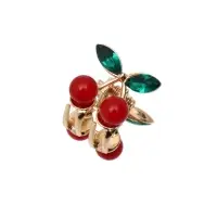 Краб для волос "Вишенки" 2х2 см, золото