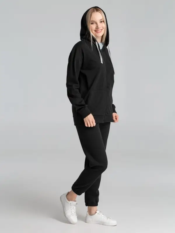 Толстовка на молнии с капюшоном Unit Siverga черная, размер XS Толстовка на молнии с капюшоном Unit Siverga черная, размер XS