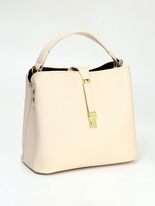 Сумка женская тоут на молнии, цвет молочный