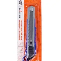 Нож канцелярский с лезвием 18 мм, с металлическими направляющими, с фиксатором, МИКС