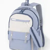 Рюкзак 31*14*44 см, 2 отд. 3 н/карм+пенал, Комби голуб/бел