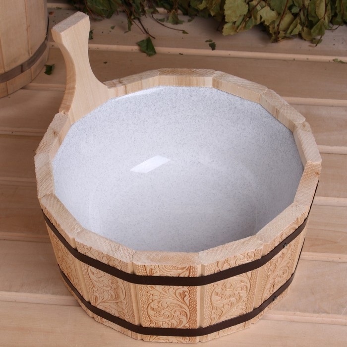 Шайка- ушат, бадья 4 л, с пластиковой вставкой Шайка- ушат, бадья 4 л, с пластиковой вставкой "Русский узор"