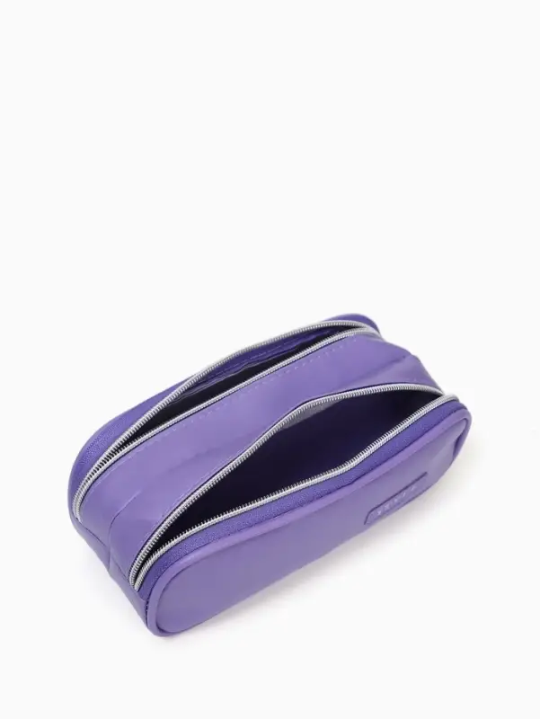 Косметичка - пенал на молнии с двумя отделами, фиолетовая