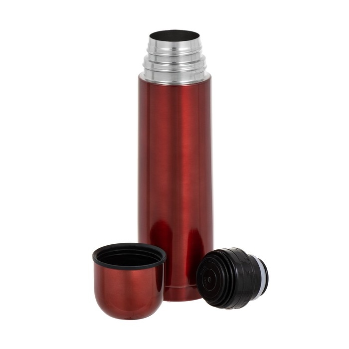 Термос, Гильза, 500 мл, с кружкой, сохраняет тепло до 8 часов, нержавеющая сталь, красный