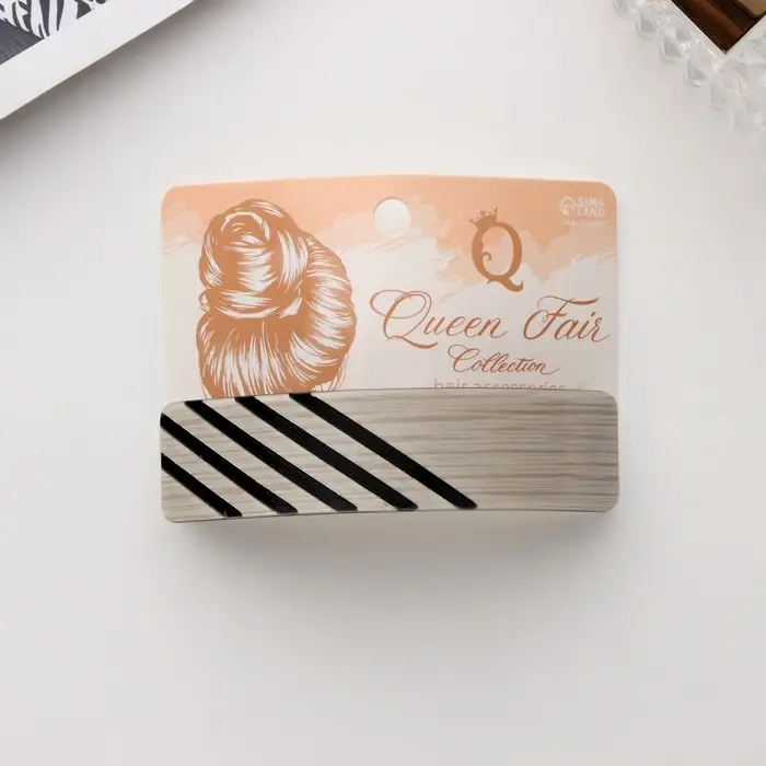 Заколка - автомат для волос QF &laquo;Чара&raquo;, полосы, 9 см, МИКС