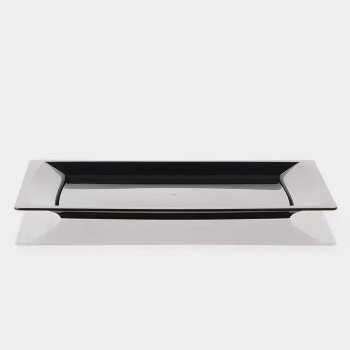 Тарелка одноразовая для фуршета, 17.2 см, пластик, квадратная, плоская, чёрная