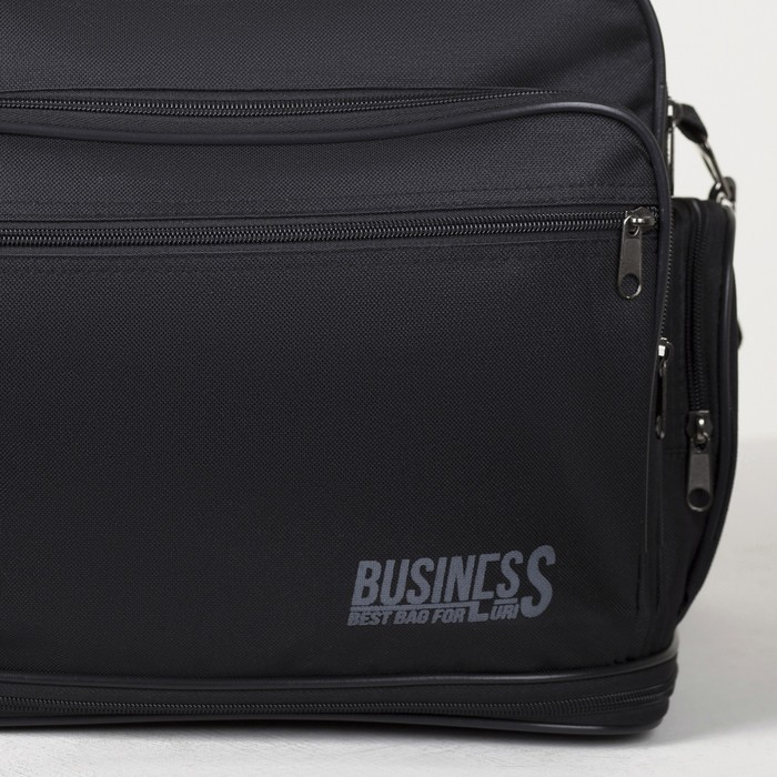 Сумка мужская на молниях Luris, длинный ремень, цвет чёрный Сумка мужская на молниях Luris, длинный ремень, цвет чёрный