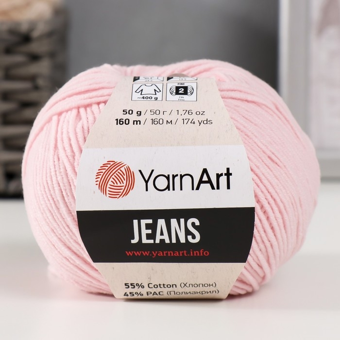 Пряжа Пряжа "Jeans" 55% хлопок, 45% акрил 160м/50гр (18 нежно-розовый)