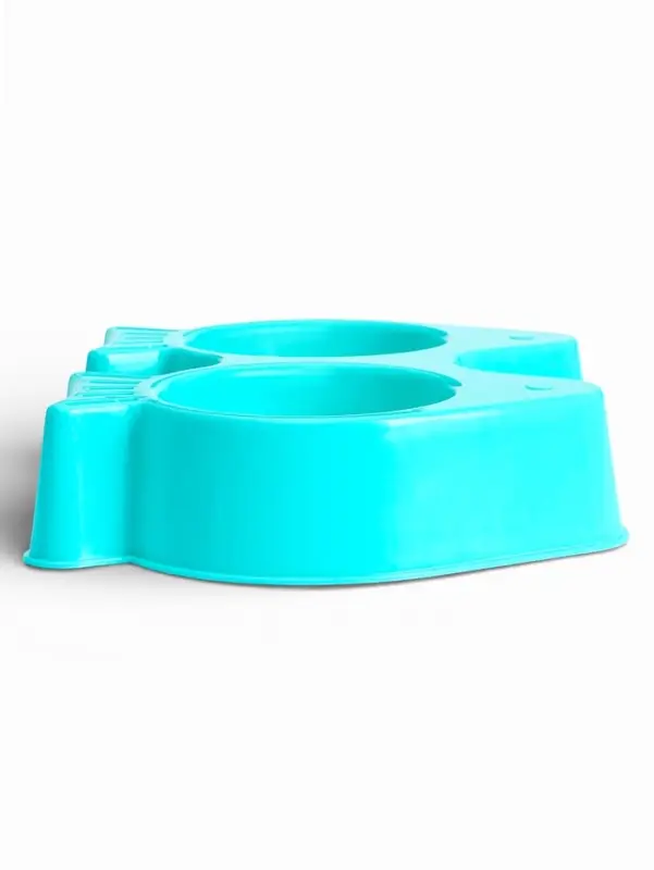 Миска двойная &laquo;Рыбы&raquo;, 2&times;250 мл, фигурная, пластик, голубая