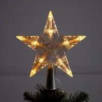 Светодиодная верхушка на ёлку &laquo;Звезда белая&raquo;, 16 см, 10 LED, от батареек ААх2, фиксинг, свечение тёплое белое