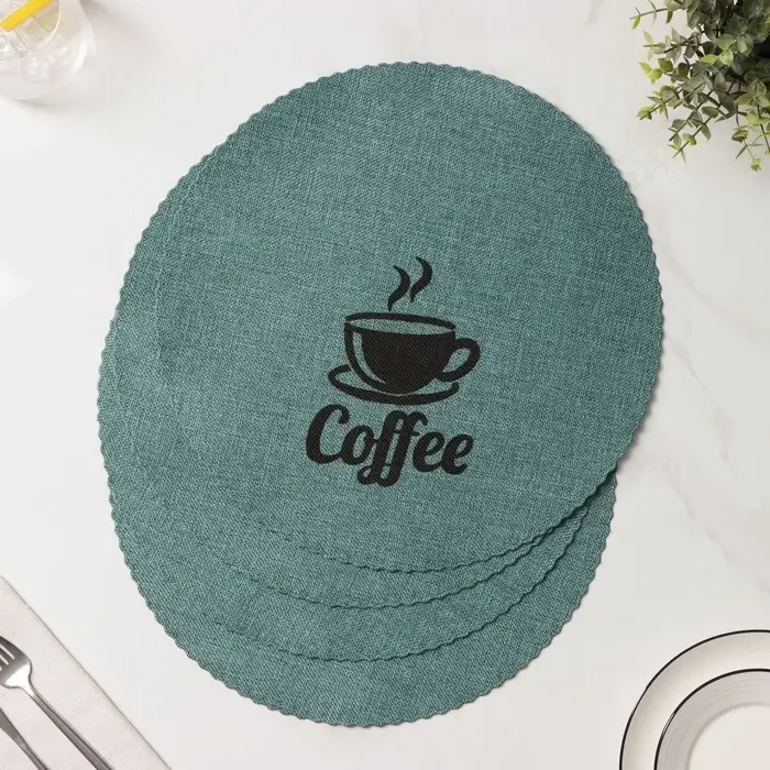 Салфетки сервировочные на стол Доляна Coffee, 4 шт., d=37 см, бирюзовые