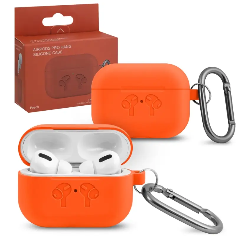 Чехол APods Pro Hang Silicon Сase с карабином HF peach Чехол APods Pro Hang Silicon Сase с карабином HF peach