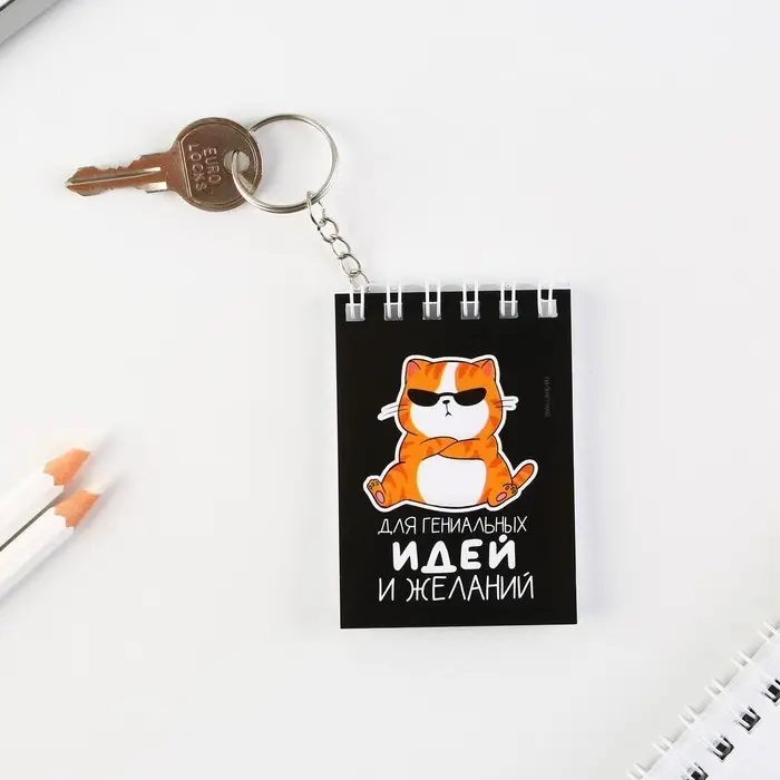 Брелок для ключей блокнот &laquo;Для гениальных идей&raquo;, 5,5 х 7,5 см
