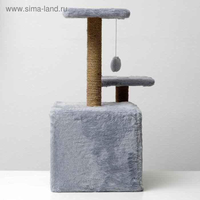 Домик для кошек с когтеточкой, квадратный, 3х-этажный, 45 × 47 × 75 см, серая