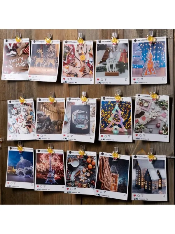 Гирлянда &laquo;Нить&raquo; 2 м, роса с насадками &laquo;Прищепки-цыплёнок&raquo;, IP20, серебристая нить, 20 LED, от батареек АА&times;2, свечение тёплое белое