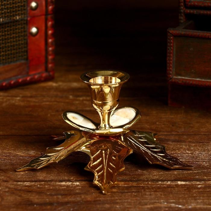 Подсвечник "Лукка" латунь, перламутр 12 см