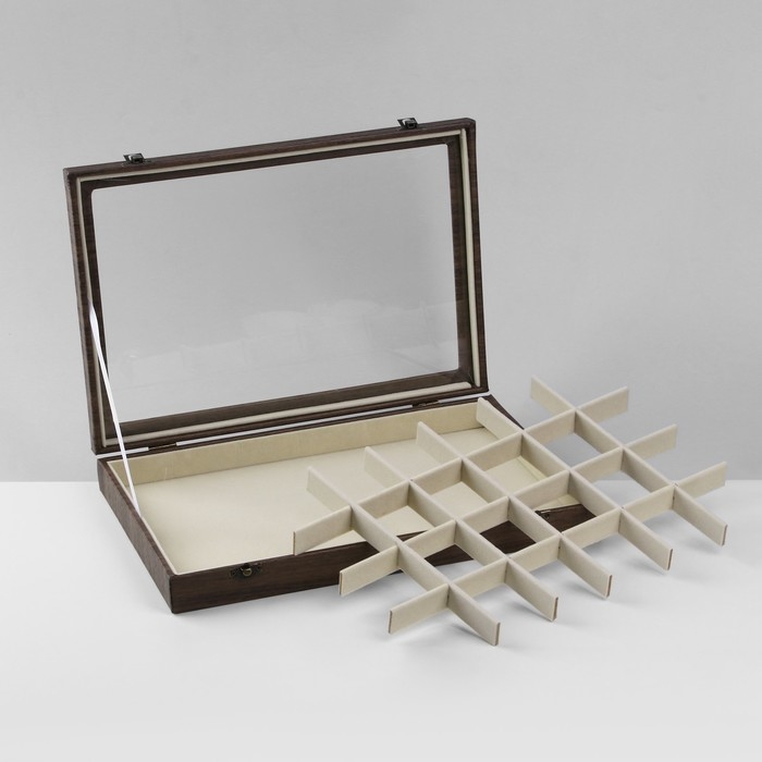 Подставка для украшений «Шкатулка дерево» 24 ячейки, 35,2×24×5 см, цвет бежевый в дереве Подставка для украшений «Шкатулка дерево» 24 ячейки, 35,2×24×5 см, цвет бежевый в дереве