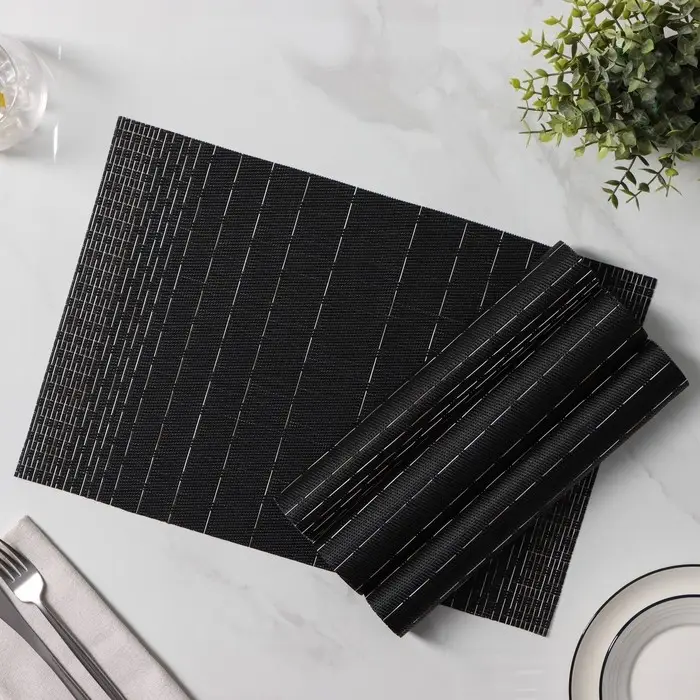 Салфетки сервировочные на стол Доляна &laquo;Инь&raquo;, 4 шт., 30&times;45 см, чёрные